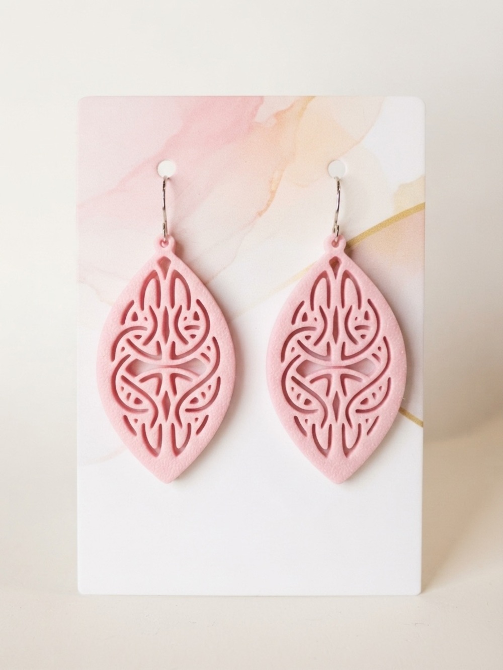 Handcrafted Pink Filigree Drop Earrings - Women's Jewelry